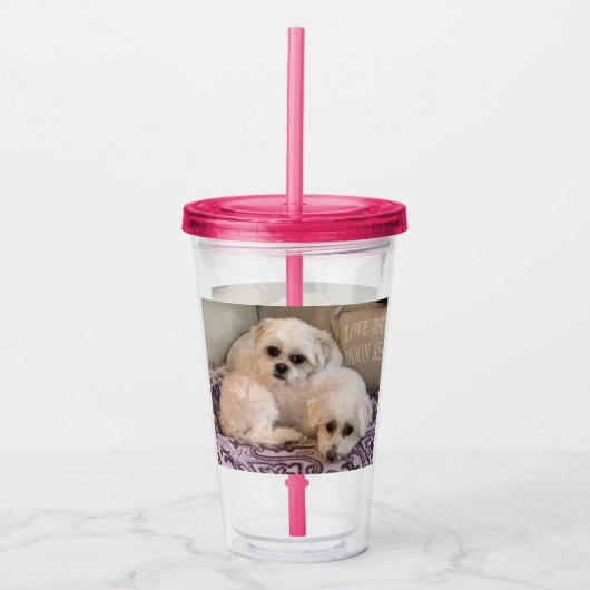 Schattige Witte Honden Acryl Drinkbeker (Voorkant)