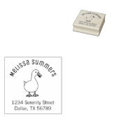 Schattige Witte Huis Eend Boog Adres Rubberstempel (Gestempeld)