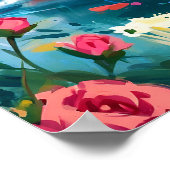 Schattige Witte Ijsbeer met Rozen Schilderij Poster (Hoek)
