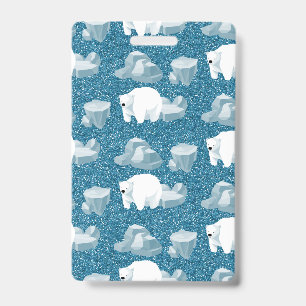 Schattige Witte Ijsbeer Noordelijk Wild Dier Blauw Badge