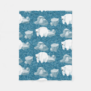 Schattige Witte Ijsbeer Noordelijk Wild Dier Blauw Fleece Deken