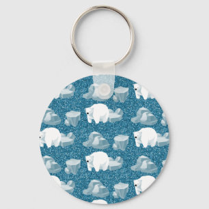 Schattige Witte Ijsbeer Noordelijk Wild Dier Blauw Sleutelhanger