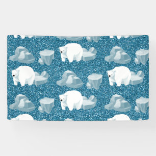 Schattige Witte Ijsbeer Noordelijk Wild Dier Blauw Spandoek