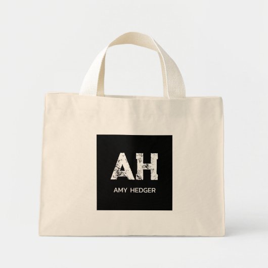 SCHATTIGE WITTE INITIALEN VAN TWEE LETTERS NAAM NA MINI TOTE BAG (Voorkant)
