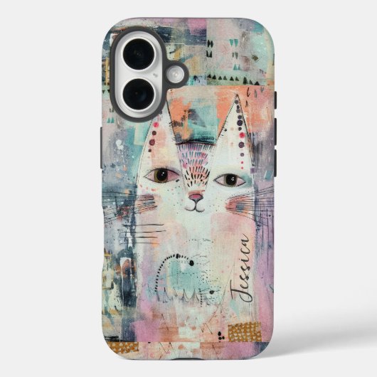 Schattige Witte Kat Case-Mate iPhone Case (Achterkant)