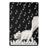 Schattige Witte Kat die Danst op Pianotoetsen Teke Mini Klembord (Achterkant)