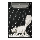 Schattige Witte Kat die Danst op Pianotoetsen Teke Mini Klembord (Voorkant)