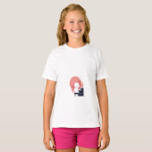 Schattige Witte Kat die Piano Speelt Kinderen T-shirt (Voorkant volledig)