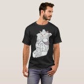 Schattige Witte Kat Fluffy Gebreide Sok Kerstmis T-shirt (Voorkant volledig)