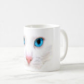 schattige witte kat, grappige mug koffiemok (Voorkant rechts)