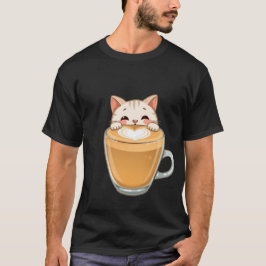 Schattige Witte Kat Latte Art Koffie Hart ✨🐾☕ T-shirt