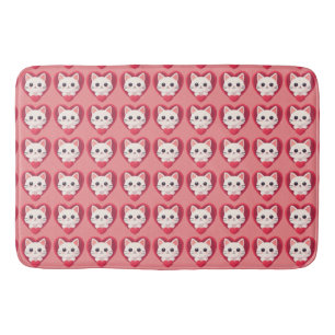 Schattige Witte Kat met Hart Kawaii Kitty Liefdeso Badmat