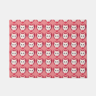 Schattige Witte Kat met Hart Kawaii Kitty Liefdeso Deurmat
