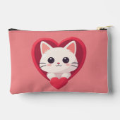 Schattige Witte Kat met Hart Kawaii Kitty Liefdeso Etui (Achterkant)