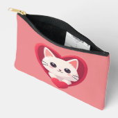 Schattige Witte Kat met Hart Kawaii Kitty Liefdeso Etui (Open)