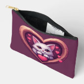 Schattige Witte Kat met Hart Kawaii Kitty Liefdeso Etui (Open)