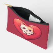 Schattige Witte Kat met Hart Kawaii Kitty Liefdeso Etui (Open)