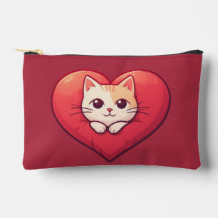 Schattige Witte Kat met Hart Kawaii Kitty Liefdeso Etui