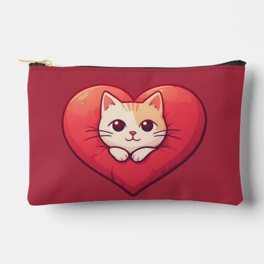 Schattige Witte Kat met Hart Kawaii Kitty Liefdeso Etui (Voorkant)