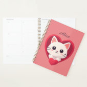 Schattige Witte Kat met Hart Kawaii Kitty Liefdeso Planner (Display)