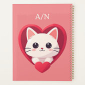 Schattige Witte Kat met Hart Kawaii Kitty Liefdeso Planner (Achterkant)
