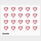 Schattige Witte Kat met Hart Kawaii Kitty Liefdeso Sticker (Vel)