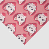 Schattige Witte Kat met Hart Kawaii Kitty Liefdeso Tissuepapier (Detail)