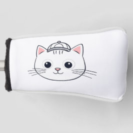Schattige Witte Kat met Honkbalpet Golfclub Hoofdd Golfheadcover