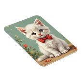 Schattige witte kat met vlinderdas magneet (Rechterzijde)