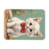 Schattige witte kat met vlinderdas magneet (Horizontaal)