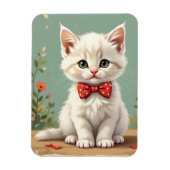Schattige witte kat met vlinderdas magneet (Verticaal)