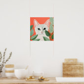 Schattige Witte Kat Poster (Keuken)