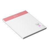 Schattige Witte Kat & Roze Header Eenvoudig Notitieblok (Schuin)