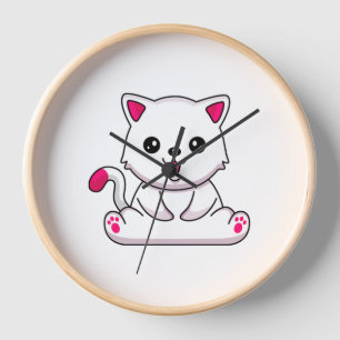 Schattige Witte Kat Sticker voor Kat Liefhebbers