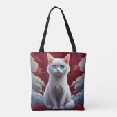 Schattige Witte Kat Tote Bag (Achterkant)