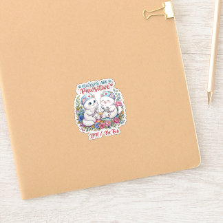 Schattige Witte Kat Verpleegster Waterverf Geperso Sticker