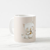 Schattige Witte Kat Zoet Als Honing Koffiemok (Voorkant links)