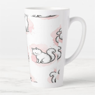 Schattige Witte Katten Roze Waterverf Patroon Kawa Latte Mok