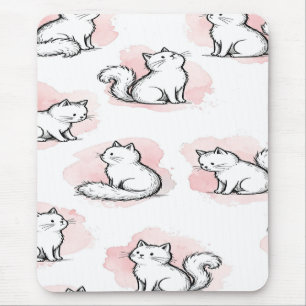 Schattige Witte Katten Roze Waterverf Patroon Kawa Muismat