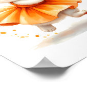 Schattige witte kattenballerina in oranje tutu poster (Hoek)