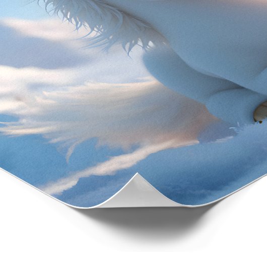 Schattige Witte Kitten en Baby Eenhoorn Poster (Hoek)