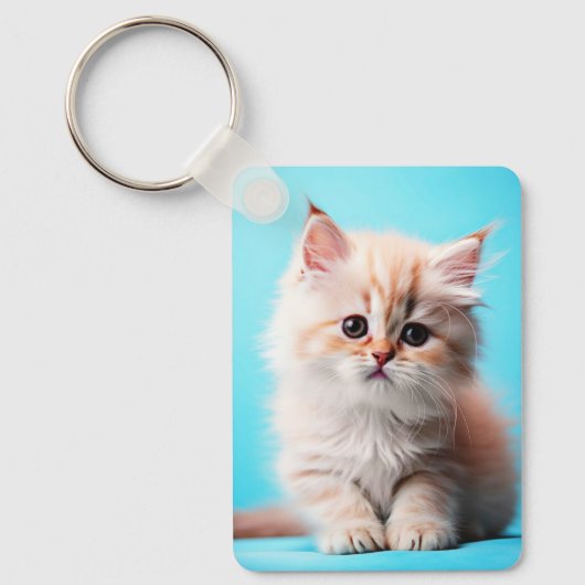 Schattige Witte Kitten Portret-54971 Sleutelhanger (Voorkant)