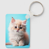 Schattige Witte Kitten Portret-54971 Sleutelhanger (Achterkant)