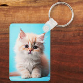 Schattige Witte Kitten Portret-54971 Sleutelhanger (Achterkant)