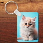 Schattige Witte Kitten Portret-54971 Sleutelhanger (Voorkant)