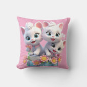 Schattige Witte Kittens Katten Kussen (Voorkant)