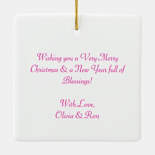 Schattige Witte Kittens Roze Kerst Gepersonaliseer Keramisch Ornament (Achterkant)