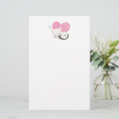 Schattige Witte Kitty Kat Slapend Briefpapier (Staand voorkant)