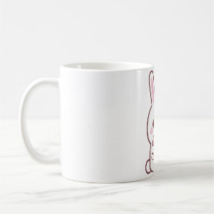 Schattige Witte Konijn Omhelst Hart Doodle Koffiemok