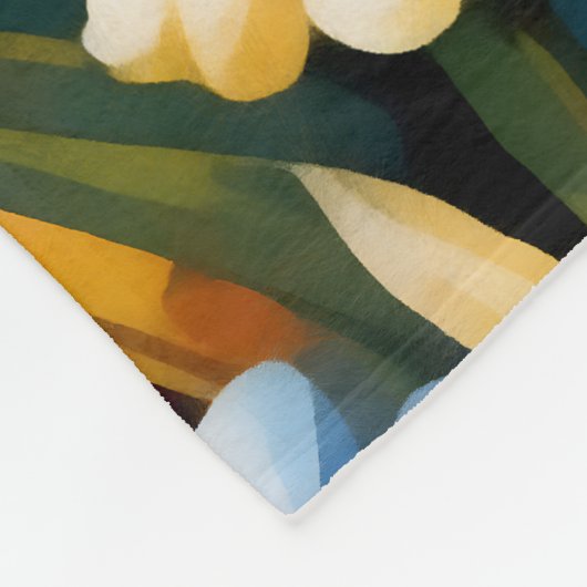 Schattige witte konijn omringd door levendige bloe fleece deken (Hoek)